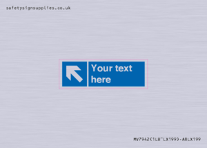 Custom Mandatory directional sign, blue arrow up and left